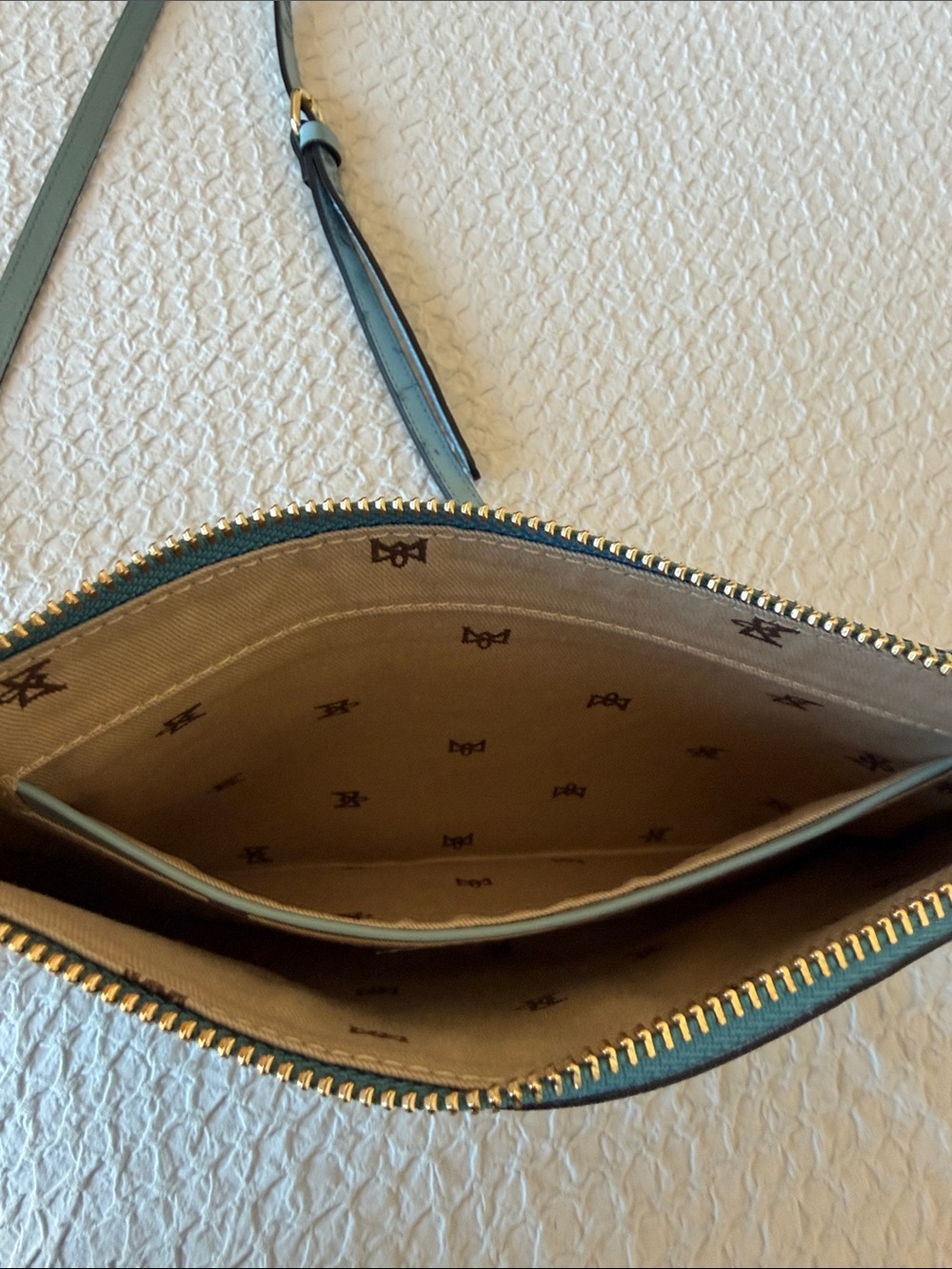 Cuoieria Fiorentina Blue Leather Floral Embossed Crossbody. Made in Italy - Picture 10 of 13